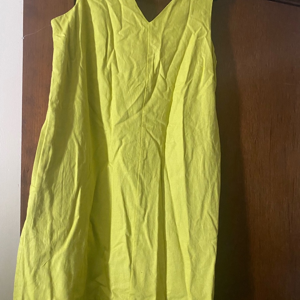 Casual Lime Green Sleeveless V-Neck Sundress - Size Large
